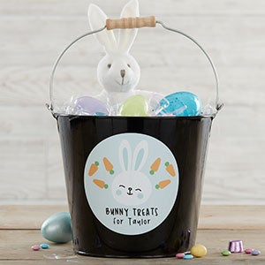 Bunny Treats Personalized Large Easter Bucket - Black