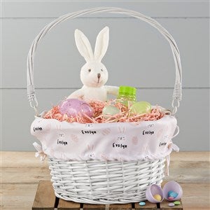 Bunny Treats Personalized White Wicker Easter Basket