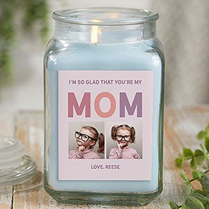 So Glad You're Our Mom Personalized 18oz Crystal Waters Candle Jar