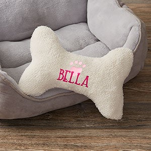 Heart Paw Print Personalized Dog Bone Pillow - Small