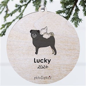 Pug Personalized Memorial Ornament - 1 Sided Wood