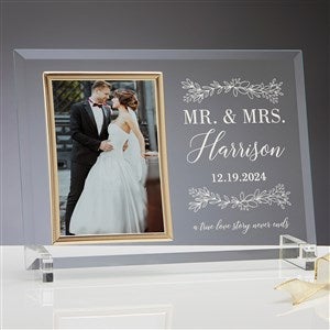 Laurels of Love Engraved Glass Wedding Picture Frame - 25819