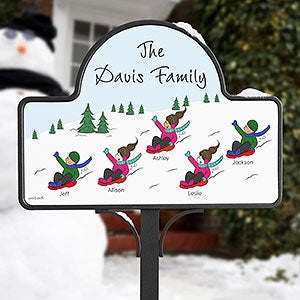 Christmas Sledding Family Personalized Garden Sign by philoSophie's