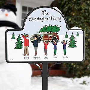 Christmas Car Family Personalized Garden Sign by philoSophie's