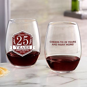Anniversary Personalized 21 oz Stemless Wine Glass