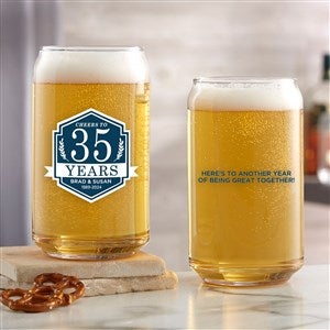 Anniversary Personalized 16oz Beer Can Glass