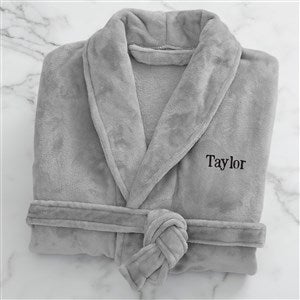 Personalized Luxury Fleece Robe For Him - Grey