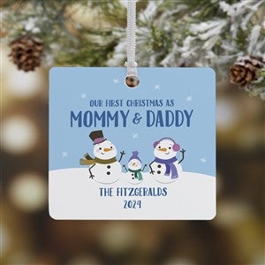First Christmas as Parents Snowman Square Photo Ornament- 2.75 Metal - 1 Sided