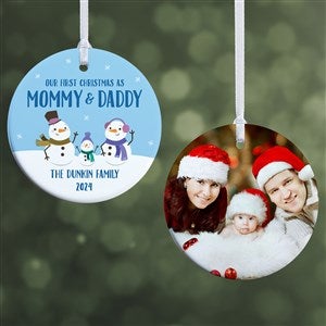 First Christmas as Parents Snowman Photo Ornament - Glossy
