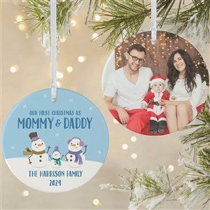First Christmas as Parents Snowman Photo Ornament - Matte