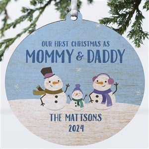 First Christmas as Parents Snowman Wood Ornament