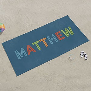 Boy's Colorful Name Personalized 35x72 Beach Towel