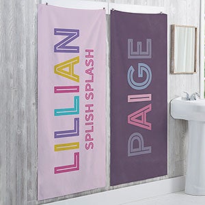 Girl's Colorful Name Personalized 30x60 Bath Towel