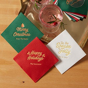 Personalized Christmas Premium Cocktail Napkins - Set of 50