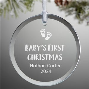 Engraved Baby's First Christmas Glass Ornament