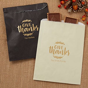 Give Thanks Personalized Party Favor Bags - Set of 25