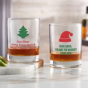 Personalized Christmas Icon Whiskey Glasses