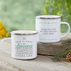 This Is What an Awesome Teacher Looks Like Personalized Camping Mug - Small
