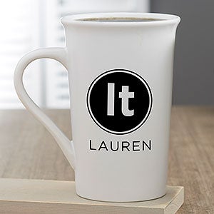 Modern Initials Personalized Latte Mug - 16 oz. White