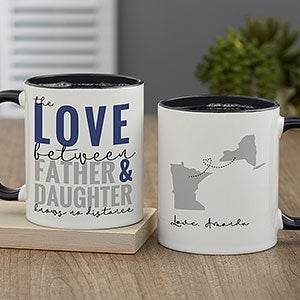 Love Knows No Distance Personalized Dad Coffee Mug - Black