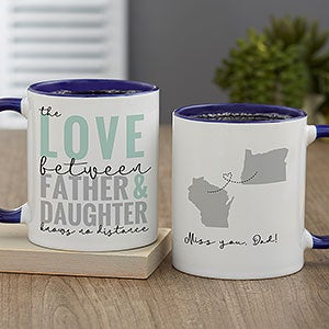 Love Knows No Distance Personalized Dad Coffee Mug - Blue