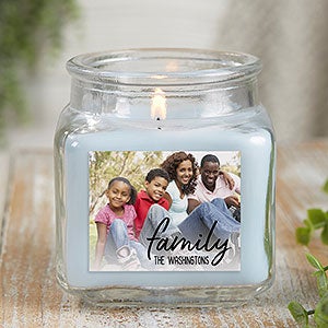 Family Photo Personalized 10oz Crystal Waters Scented Candle Jar