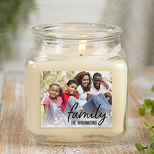 Family Photo Personalized 10oz Vanilla Bean Scented Candle Jar