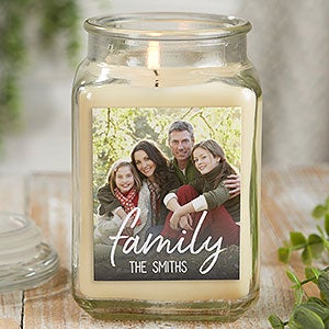 Family Photo Personalized 18oz Vanilla Bean Scented Candle Jar