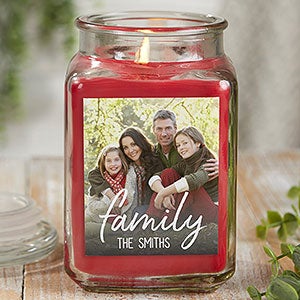 Family Photo Personalized 18oz Cinnamon Spice Scented Candle Jar