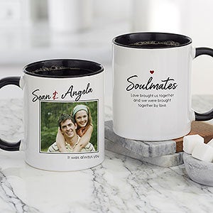 Soulmates Personalized Romantic Photo Coffee Mug - 11oz Black