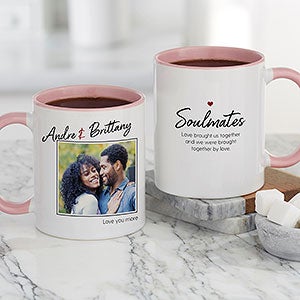 Soulmates Personalized Romantic Photo Coffee Mug - 11oz Pink