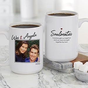 Soulmates Personalized Romantic Photo Coffee Mug - 15oz White