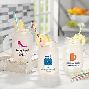 Personalized Birthday Frosted Mason Jar Glasses