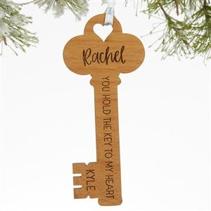 Key To My Heart Personalized Natural Wood Ornament