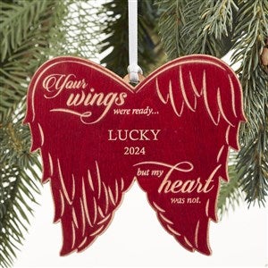 Angel Wings Personalized Pet Memorial Red Maple Wood Ornament
