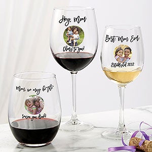 Personalized Photo Wine Glasses - Photo Message For Her - 26155