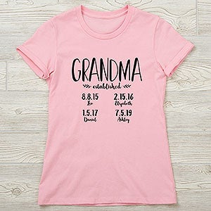 Established Grandma Personalized Ladies Next Level Fitted Tee