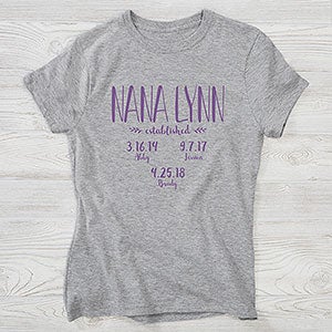 Established Grandma Personalized Ladies Hanes Fitted Tee