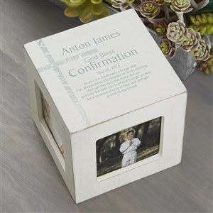 Holy Day Personalized White Wood Photo Cube