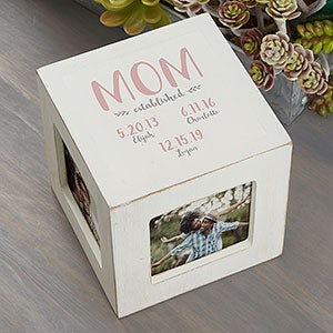 Mom Established Personalized Photo Cube - White