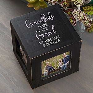 Grandkids Personalized Photo Cube - Black