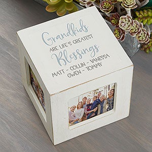 Grandkids Personalized Photo Cube - White