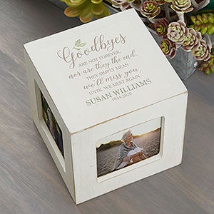 Goodbyes Personalized Memorial Photo Cube - White