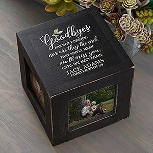 Goodbyes Personalized Memorial Photo Cube - Black