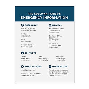 Emergency Contact Refrigerator Magnet