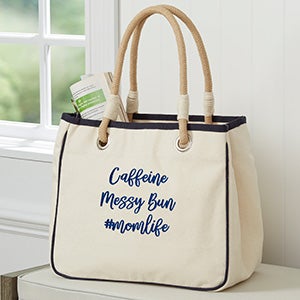 Write Your Own Embroidered Canvas Rope Tote - Navy