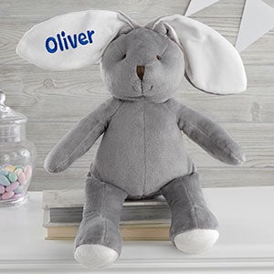 Embroidered 16-inch Plush Bunny - Grey