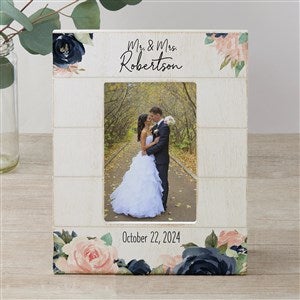 Colorful Floral Personalized Wedding Shiplap Frame 4x6 Vertical