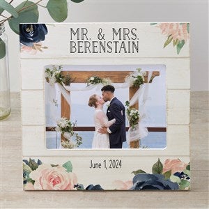 Colorful Floral Personalized Wedding Shiplap Frame 5x7 Horizontal