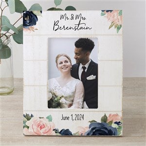 Colorful Floral Personalized Wedding Shiplap Frame 5x7 Vertical